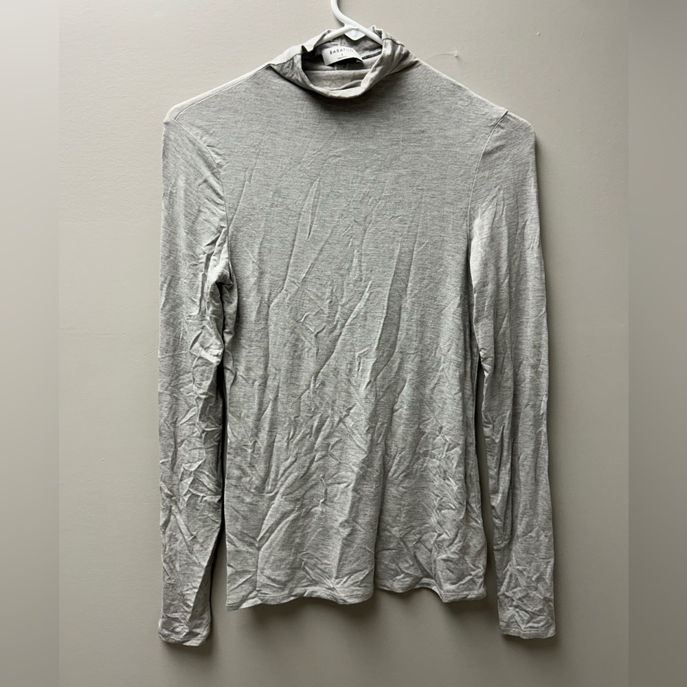 Babaton Women's Grey Turtleneck Long‎ Sleeve Top